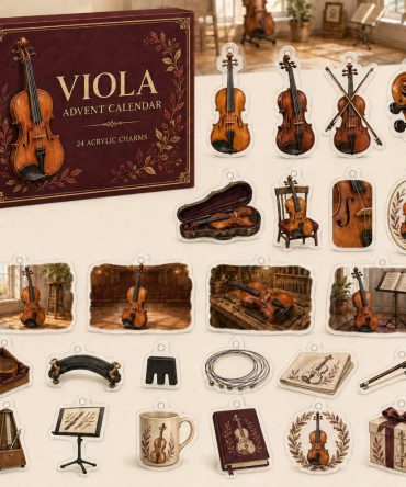 Viola Player Holiday Countdown Set — 24 Acrylic Viola & String Instrument Charms, Advent Gift For Musicians, Teachers, And Students