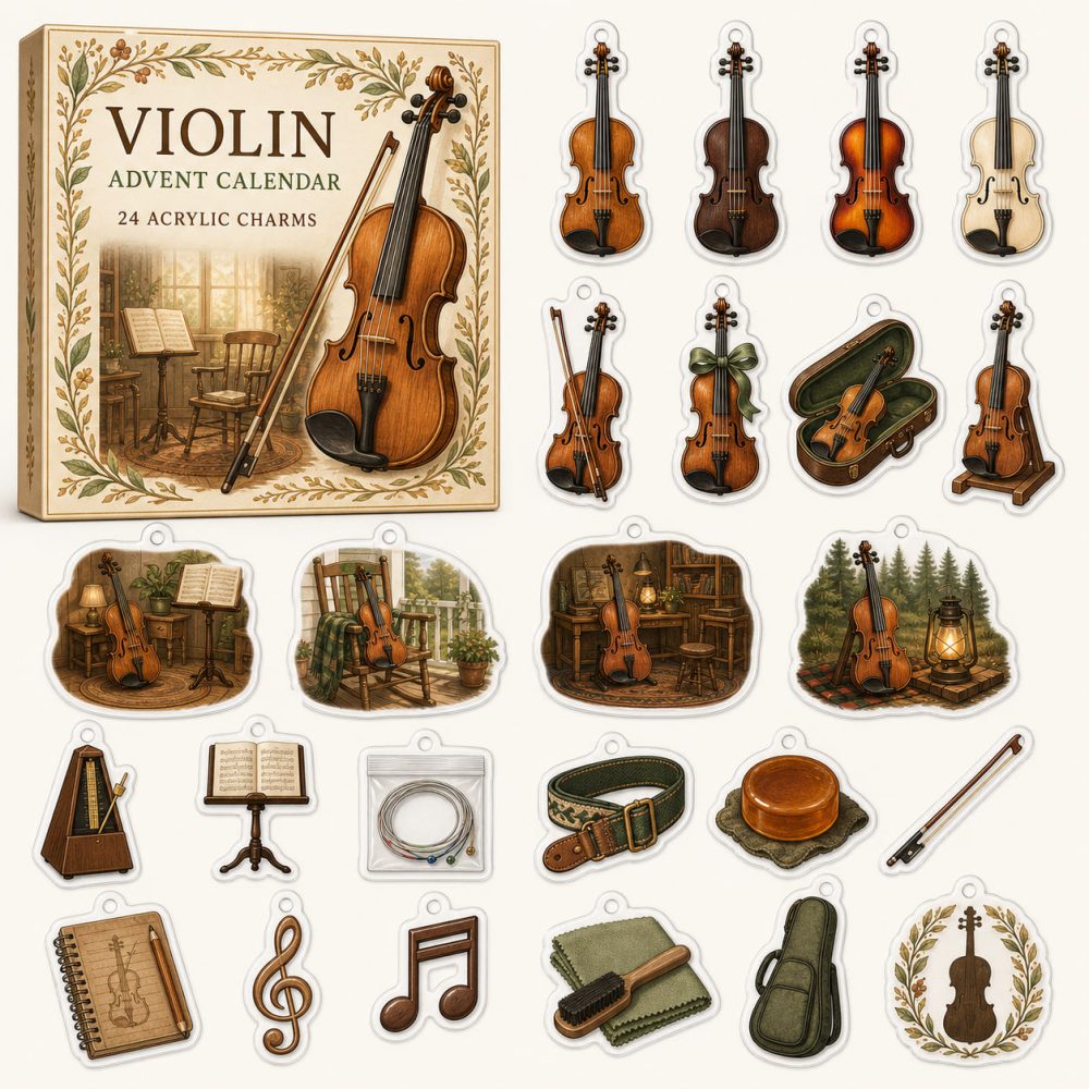 24-Day Violin Charm Countdown - Premium Acrylic Musical Ornament Advent Calendar For Musicians & Gift Lovers