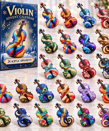 Violin Lover 2026 Musician Countdown Calendar — 24 Acrylic Charms, Mini Violins & Gift Box For Orchestra Players And Students