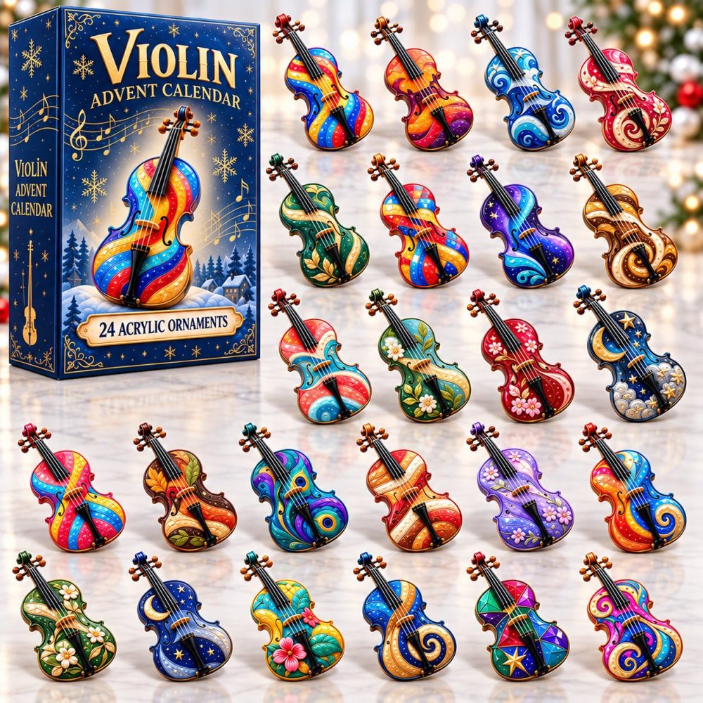 Violin Lover 2026 Musician Countdown Calendar — 24 Acrylic Charms, Mini Violins & Gift Box For Orchestra Players And Students