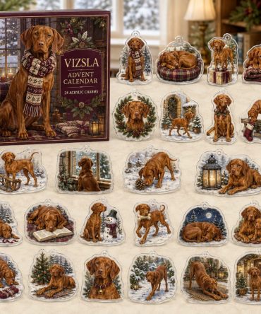 Vizsla Holiday Countdown Calendar — 24 Premium Acrylic Charms, Energetic Advent Gift For Vizsla Owners & Dog Enthusiasts