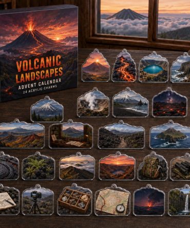 24-Day Volcanic Landscape Charm Countdown — Acrylic Volcano & Geology Charms Advent Set, Unique Gift For Explorers & Collectors