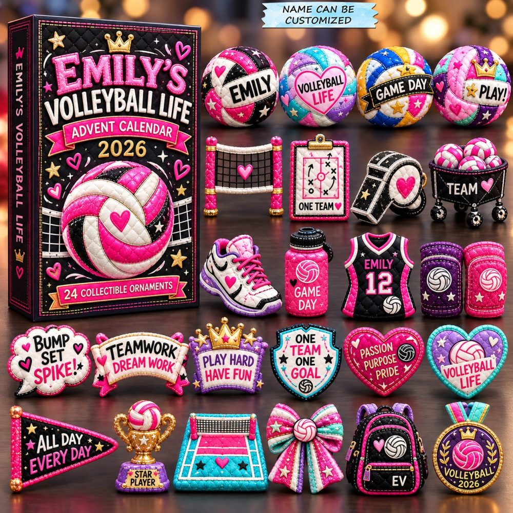 Volleyball Life 2026 Countdown Calendar — 24-Day Acrylic Charm Set For Players, Fans & Team Gifts