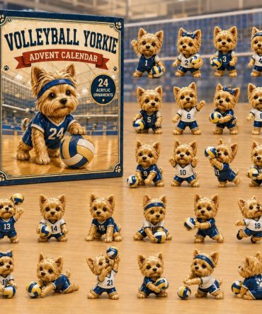2026 Volleyball Yorkie Player Countdown — 24-Day Acrylic Charm Advent Calendar With Sporty Yorkie Designs, Gift For Active Dog Fans