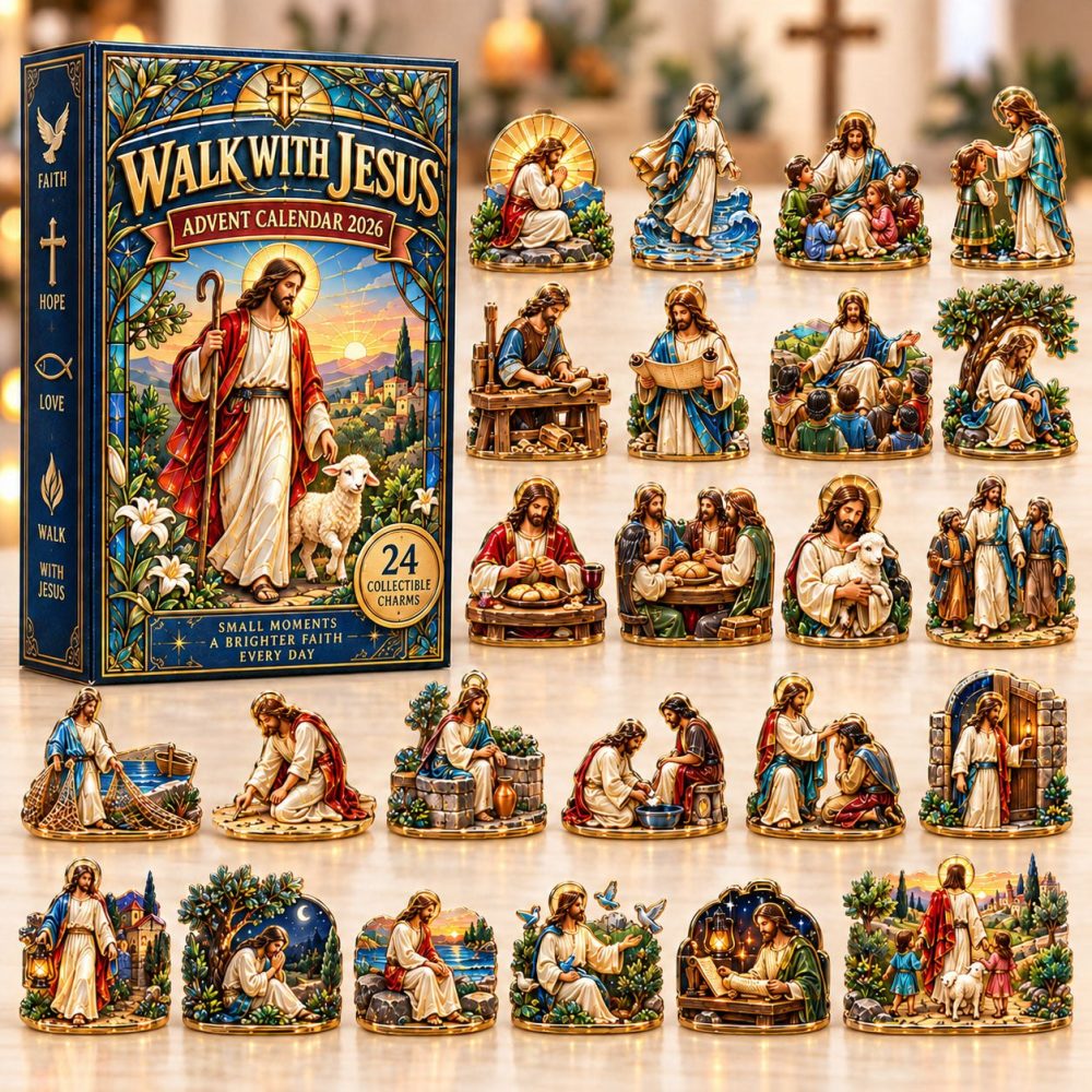Walk With Jesus 2026 Advent Devotional - 24-Day Journey Countdown With Acrylic Faith Charms, Family Christmas Reflection