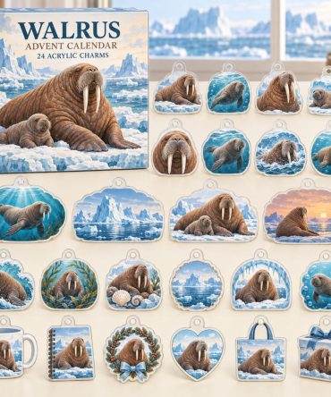 Walrus 24-Day Holiday Advent Calendar — 24 Collectible Acrylic Arctic Charms, Cute Countdown Gift For Sea Mammal Lovers