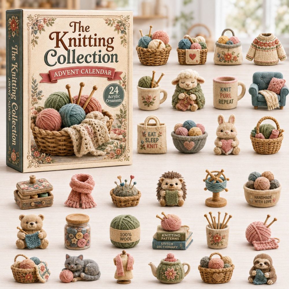 Warm Knits Holiday Countdown 2026 — 24 Cozy Acrylic Charm Advent Set For Sweater Lovers & Winter Decor
