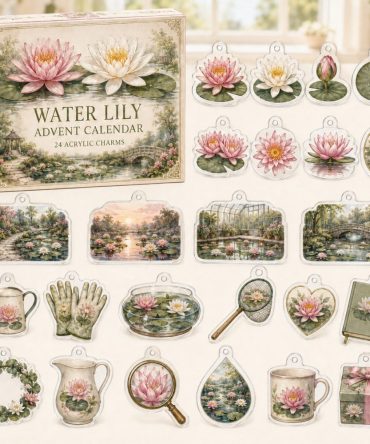 Water Lily Botanical Countdown — 24 Acrylic Floral Charms, Elegant Plant-Themed Advent Gift For Garden & Nature Lovers
