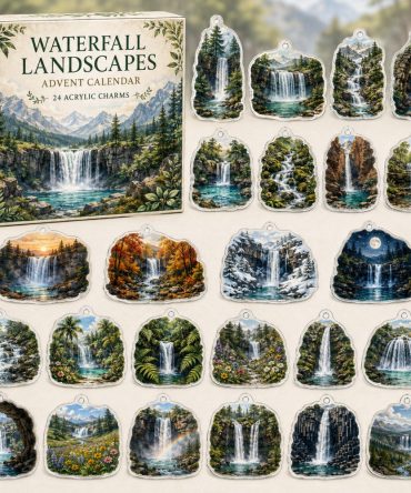 24-Day Waterfall Charm Countdown - Scenic Acrylic Landscape Advent Calendar With Miniature Nature Ornaments For Gift Giving