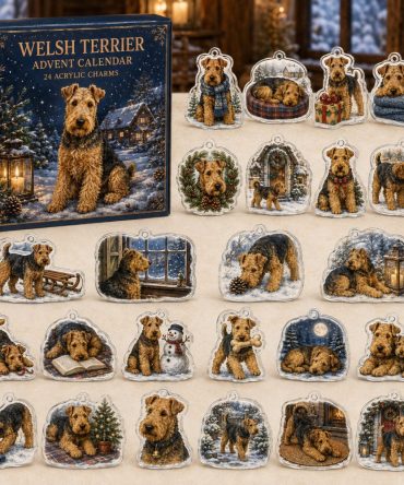 Welsh Terrier Acrylic Charm Advent Calendar — 24 Holiday Dog Charms , Christmas Countdown Gift For Welsh Terrier Fans