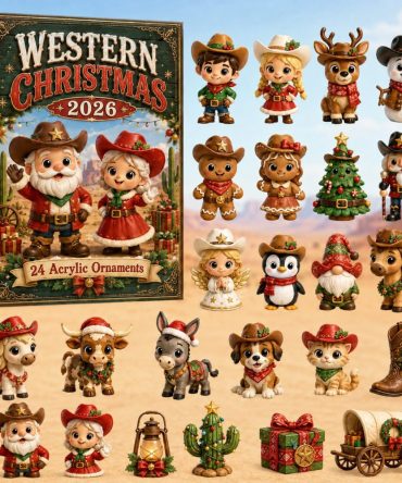 Western Christmas 2026 24-Day Acrylic Charm Reveal — Festive Cowboy & Country Holiday Countdown Calendar For Seasonal Gifting