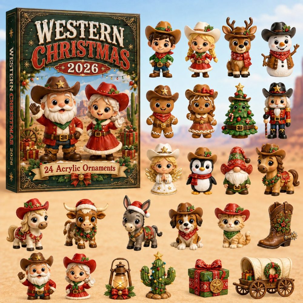 Western Christmas 2026 24-Day Acrylic Charm Reveal — Festive Cowboy & Country Holiday Countdown Calendar For Seasonal Gifting
