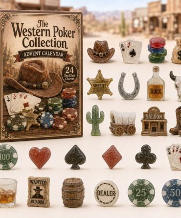 Western Poker Collection 2026 24-Day Acrylic Charm Countdown — Card & Cowboy-Themed Game Night Keepsake Calendar