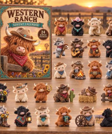 Authentic Western Ranch 24-Day Acrylic Charm Holiday Countdown — Cowboy & Ranch-Themed Christmas Decor, Perfect Gift For Western Fans