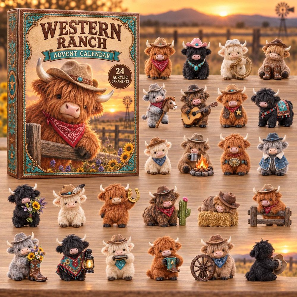 Authentic Western Ranch 24-Day Acrylic Charm Holiday Countdown — Cowboy & Ranch-Themed Christmas Decor, Perfect Gift For Western Fans