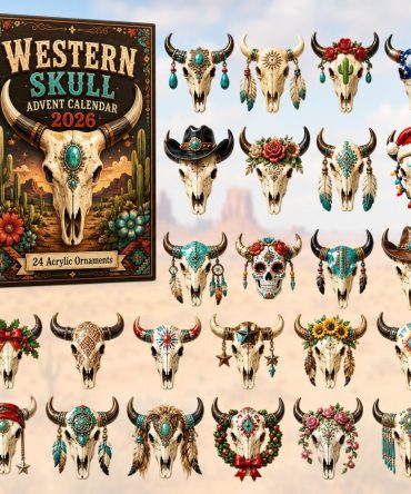 Western Skull 2026 24-Day Acrylic Charm Countdown — Bold Western Skull Collector Calendar & Edgy Holiday Gift