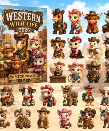 Western Wildlife 2026 24-Day Acrylic Charm Reveal — Rustic Western Animal Collector Calendar & Gift