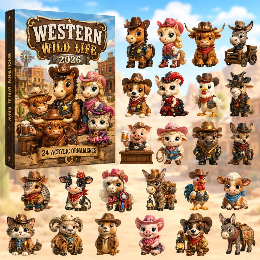 Western Wildlife 2026 24-Day Acrylic Charm Reveal — Rustic Western Animal Collector Calendar & Gift