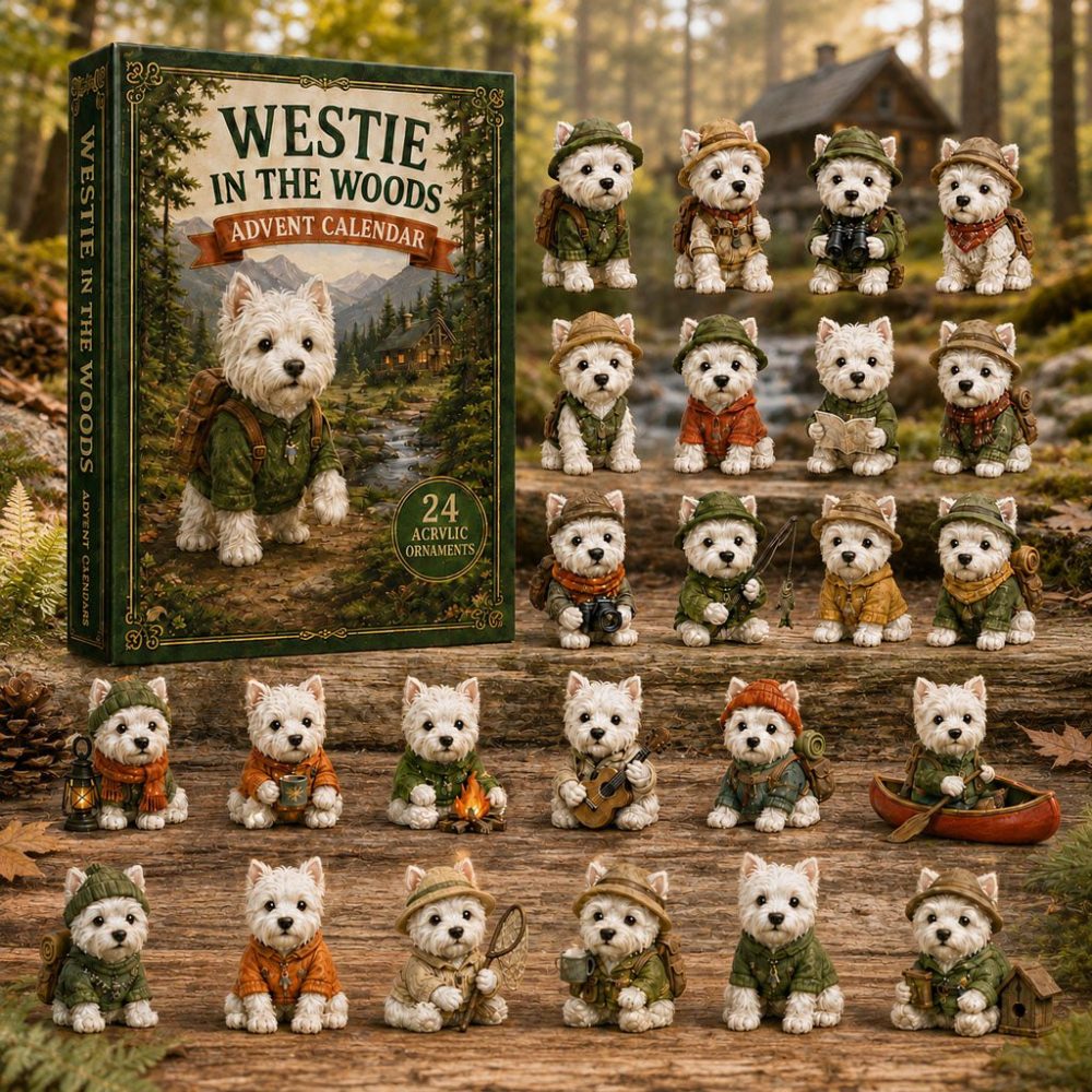 2026 Westie In The Woods Countdown — 24-Day Acrylic Charm Advent Set, Rustic Forest Gift For Westie Owners & Dog Lovers