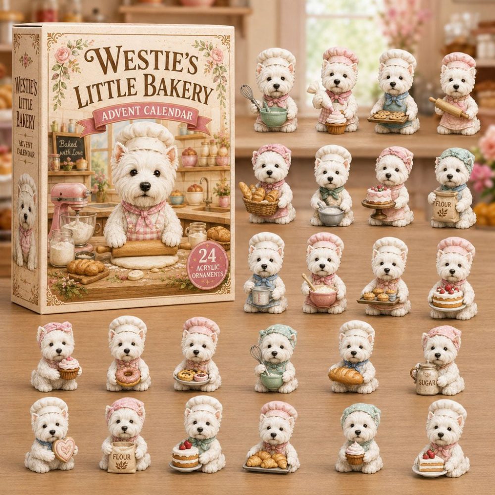 2026 Westie’S Little Bakery Countdown — 24-Day Acrylic Charm Advent Calendar Featuring Cute Westie Bakery Icons, Sweet Holiday Gift
