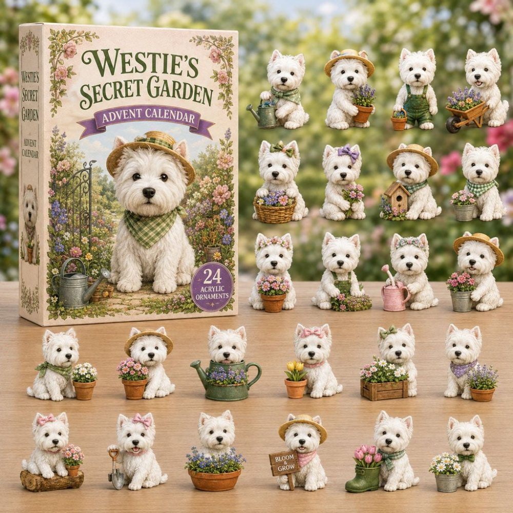 Westie’S Secret Garden Countdown — 24-Day Floral Acrylic Charm Collection, West Highland Terrier Gift Set 2026
