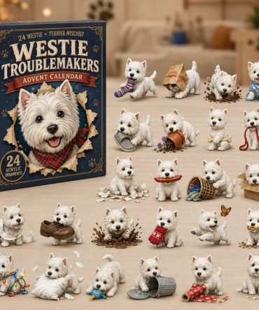 Westie Troublemakers Advent 2026 — 24 Acrylic Charm Countdown Featuring Mischievous West Highland Terriers, Unique Gift