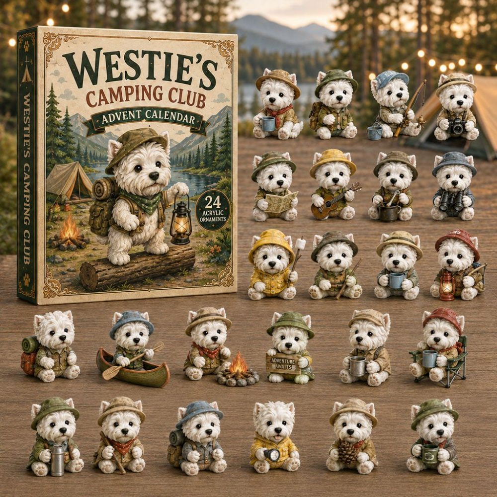 Westies Camping Club Advent 2026 — 24-Day Acrylic Charm Countdown With Outdoor Westie Scenes, Adventure Lover Gift
