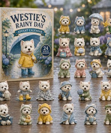 Westie Rainy Day Advent 2026 — 24 Acrylic Charm Countdown Featuring Playful West Highland Terrier Scenes, Perfect Gift