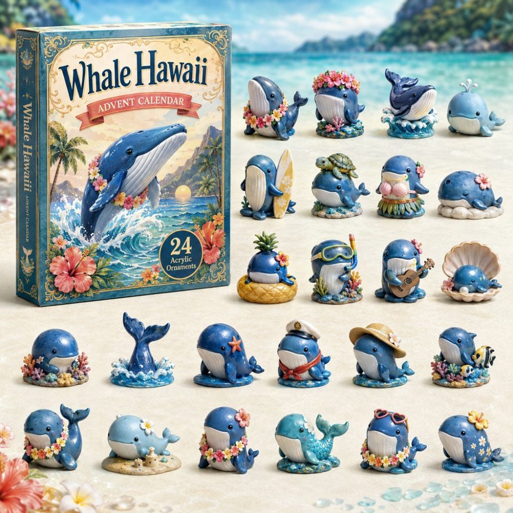 Whale Hawaii Ocean 2026 24-Day Acrylic Charm Countdown — Tropical Whale & Ocean-Themed Gift Calendar For Sea Lovers