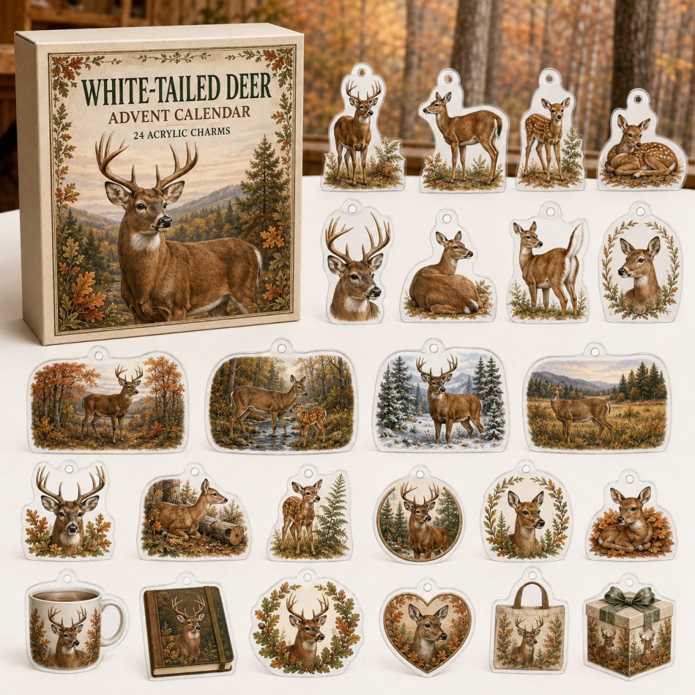 White-Tailed Deer Holiday Countdown Kit — 24 Premium Acrylic Charms For Advent, Ornaments & Thoughtful Nature Lover Gifts