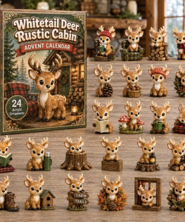 2026 Whitetail Deer Rustic Cabin Countdown - 24-Day Advent Calendar With Woodsy Acrylic Charms, Cozy Cabin Holiday Gift For Outdoors Fans