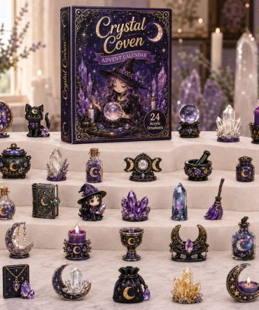 Wiccan Crystal Coven 2026 — 24-Day Crystal Countdown Advent Calendar With Acrylic Charms, Gift For Crystal & Witchy Lovers