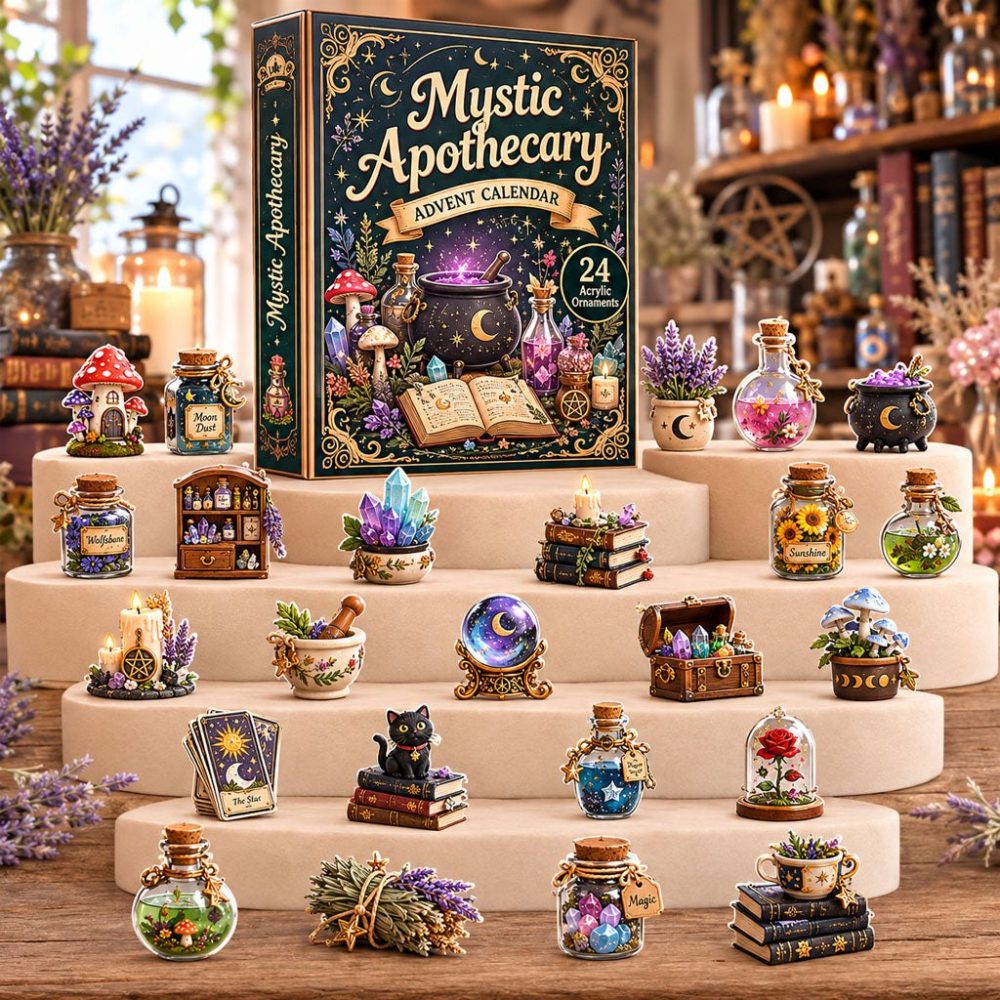 Wiccan Mystic Apothecary 2026 — 24-Day Magical Countdown Advent Calendar With 24 Acrylic Charm Collectibles, Witch Gift