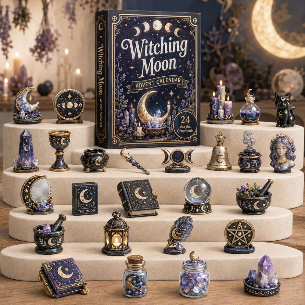 Witching Moon Wiccan Charm Advent - 24 Acrylic Pagan & Witchcraft Symbols Countdown, Spiritual Holiday Gift 2026