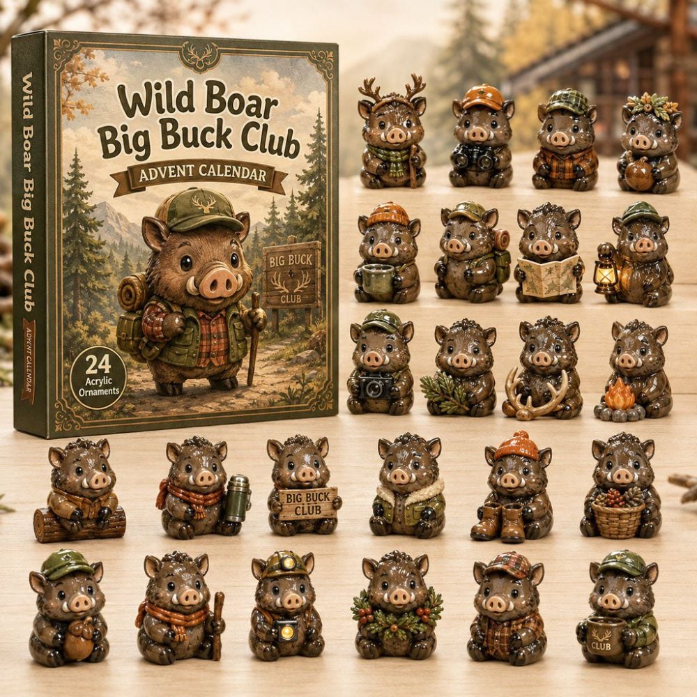 2026 Big Buck Club Wild Boar Countdown - 24-Day Collector'S Advent Calendar With Acrylic Trophy Charms, Perfect Gift For Hunting Enthusiasts