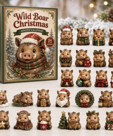 2026 Wild Boar Christmas Countdown - Festive 24-Day Advent Calendar With Themed Acrylic Charms, Rustic Holiday Gift For Outdoors Lovers