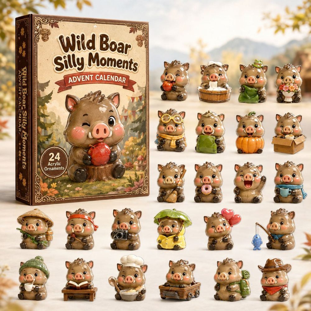 Silly Wild Boar 2026 Advent Calendar — 24 Funny Acrylic Charms, Daily Countdown For Animal Lovers, Unique Holiday Gift