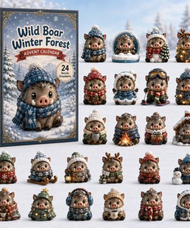 2026 Wild Boar Holiday Countdown Calendar — 24-Day Acrylic Charm Advent, Winter Forest Décor, Gift For Hunters & Nature Fans