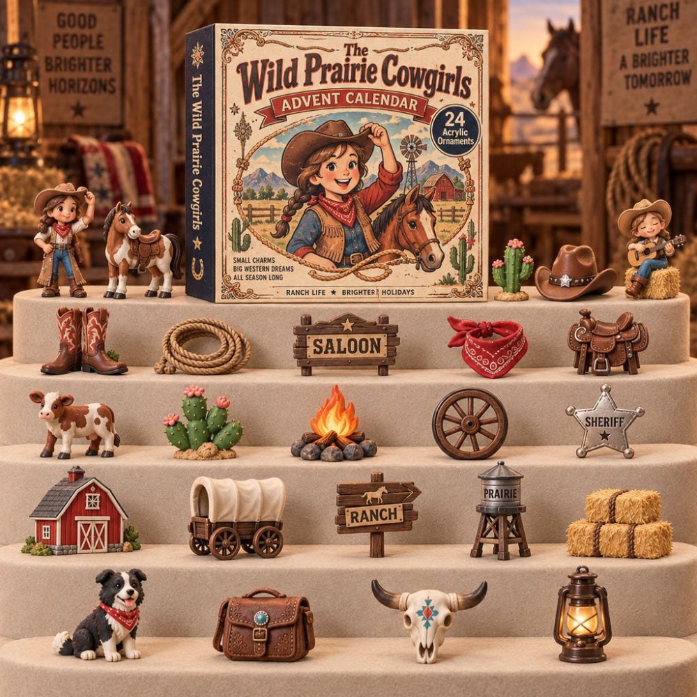 2026 Wild Cowgirls Advent Calendar - 24 Day Countdown With 24 Collectible Acrylic Charms , Western Holiday Gift