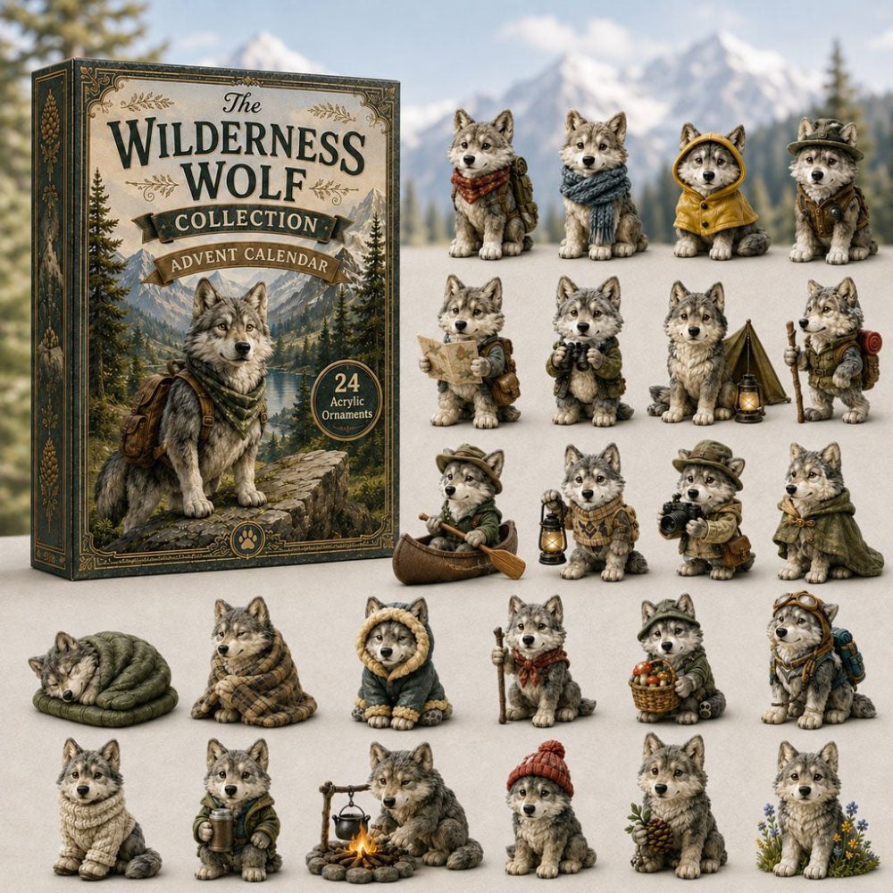 Wilderness Wolf 2026 24-Day Acrylic Charm Countdown — Collectible Wolf-Themed Holiday Gift & Display Calendar