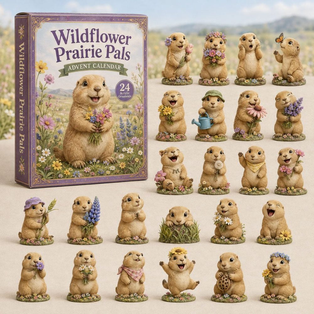 Prairie Pals Wildflower Advent Calendar — 24 Hand-Painted Acrylic Charms, Rustic Farmhouse Countdown Gift 2026