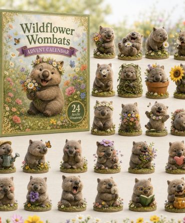 Wildflower Wombats Floral Advent Calendar — 24 Botanical Acrylic Charms, Whimsical Countdown Gift For Nature Lovers 2026