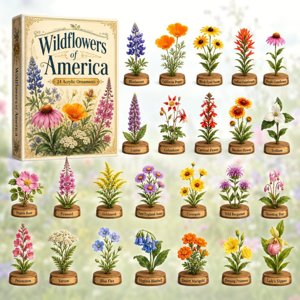 Wildflowers Of America 2026 Collector’S 24-Day Acrylic Charm Reveal — Botanical Keepsake Gift Set For Garden Lovers