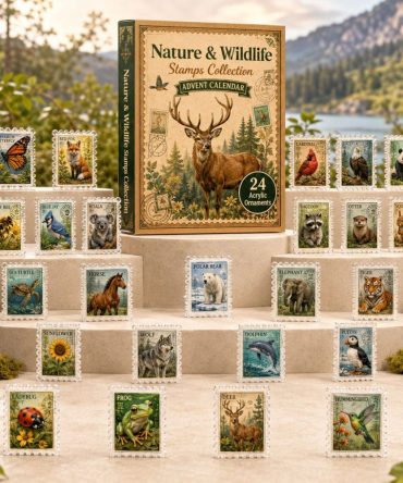 Wildlife Stamps Collection Countdown 2026 — 24-Day Advent With Acrylic Wildlife Stamp Charms, Nature Lover Collector Gift