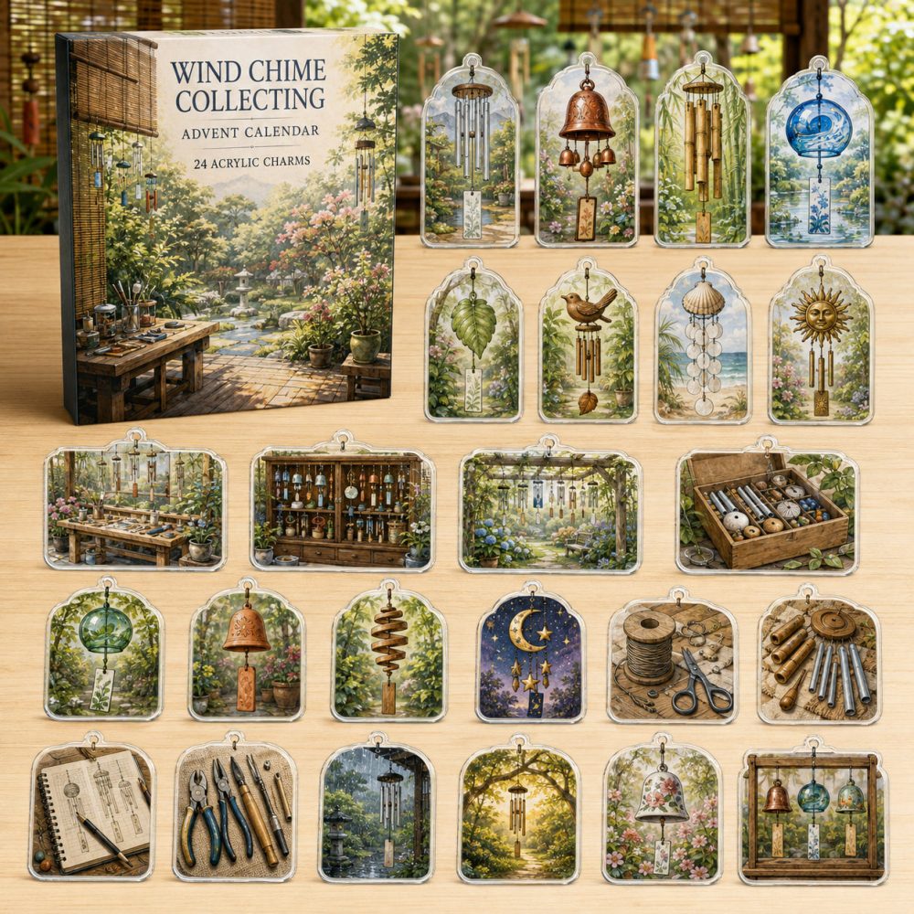 24-Day Wind Chime Collector Charm Advent — Acrylic Mini Wind Chime Charms Set For Garden Lovers, Patio Decor & Giftable Countdown