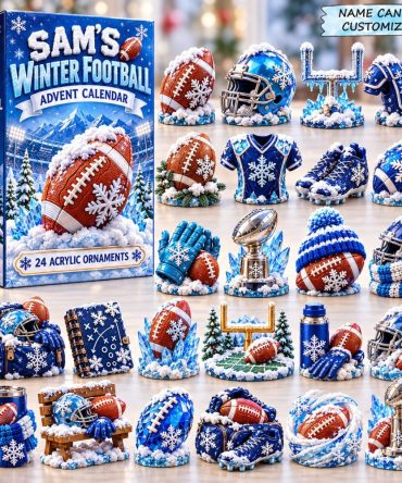 2026 Winter Football Advent Calendar - 24-Day American Football Acrylic Charms, Sports Fan Holiday Countdown Gift