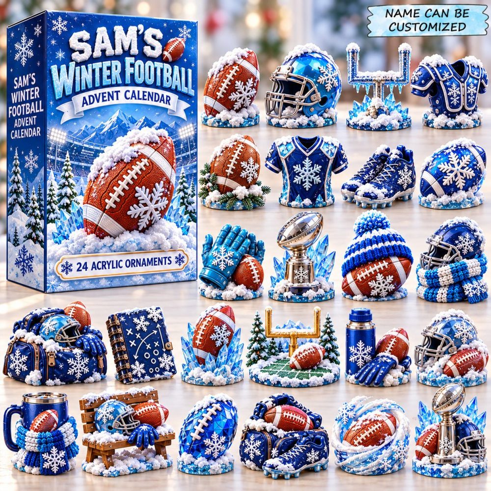 2026 Winter Football Advent Calendar - 24-Day American Football Acrylic Charms, Sports Fan Holiday Countdown Gift