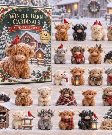 Cozy Winter Barn Cardinals 24-Day Acrylic Charm Countdown — Rustic Christmas Decor & Gift-Ready Holiday Calendar For Bird Lovers