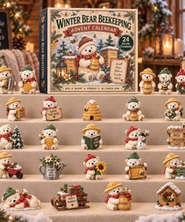 Winter Bear Beekeeping 24-Day Advent Set 2026 — 24 Acrylic Bee & Bear Charms, Charming Countdown For Beekeepers