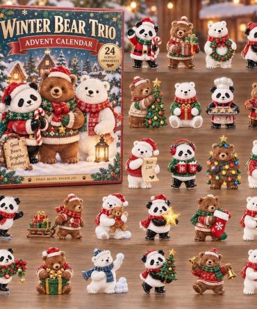 Winter Bear Trio 2026 Advent Calendar — 24-Day Cozy Countdown With 24 Acrylic Bear Charms, Rustic Holiday Decor & Gift-Ready Package